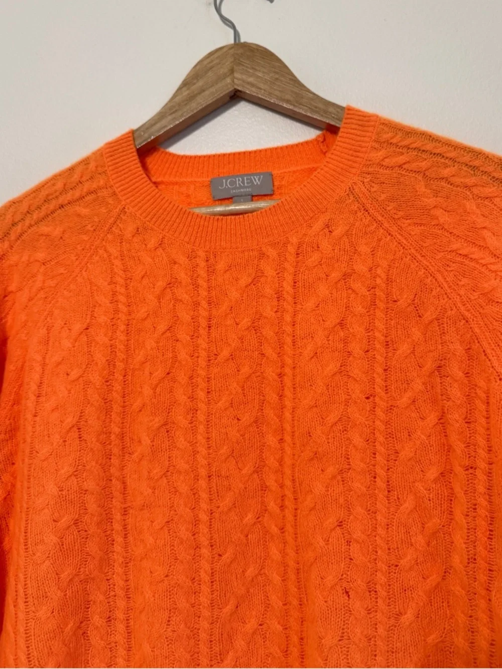 J. Crew Orange Cable-Knit Crewneck Sweater